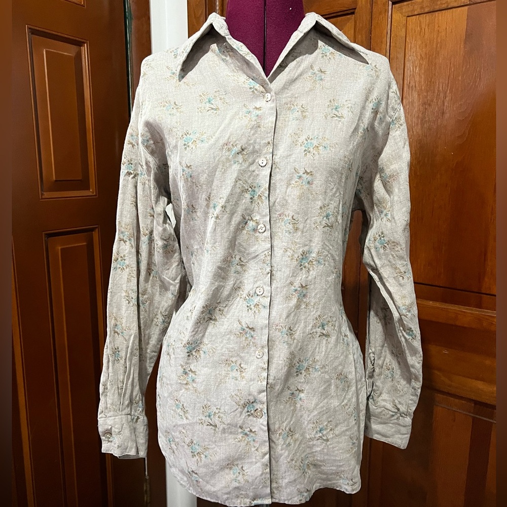 Gap Floral Button-Up Shirt 100% linen
